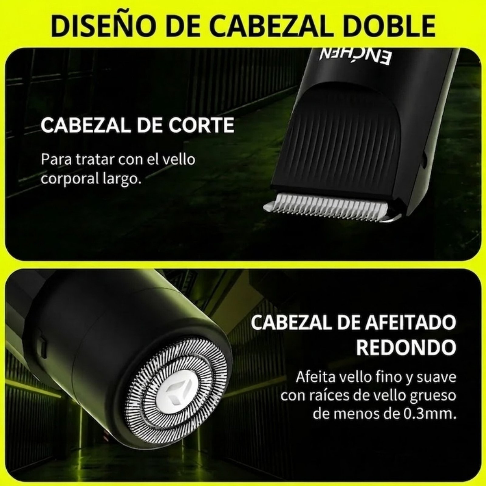 Recortadora de vello corporal y bikini electrica 2 en 1 Enchen A6 - Negro - Imagen 5