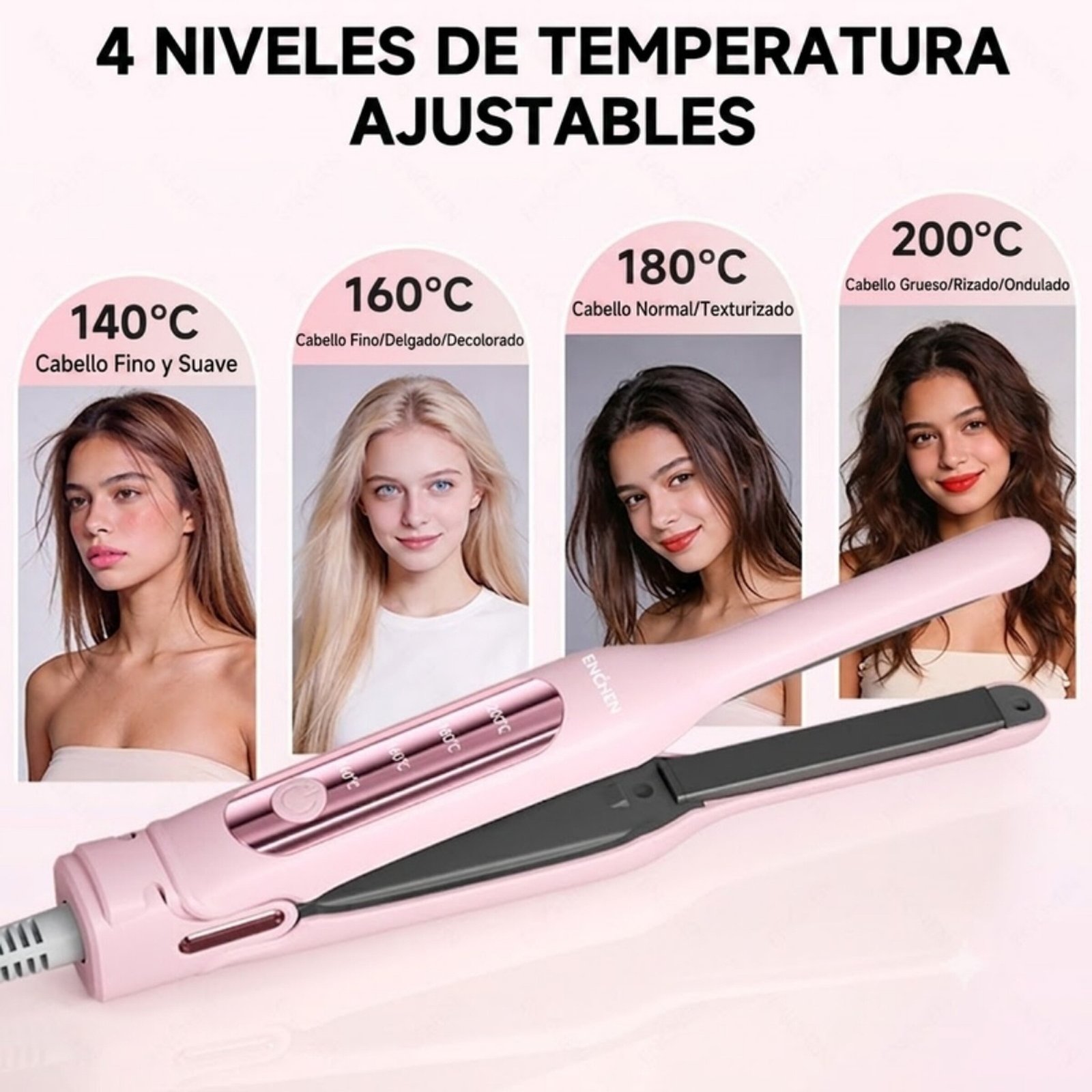 Plancha alisadora de cabello Enchen H10 - Rosado - Imagen 6