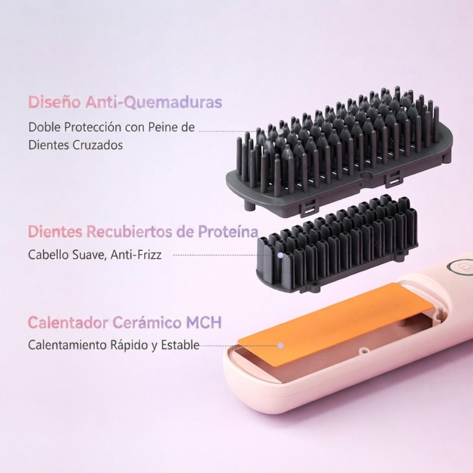 Peine alisador de cabello Enchen H6 - Rosado - Imagen 5