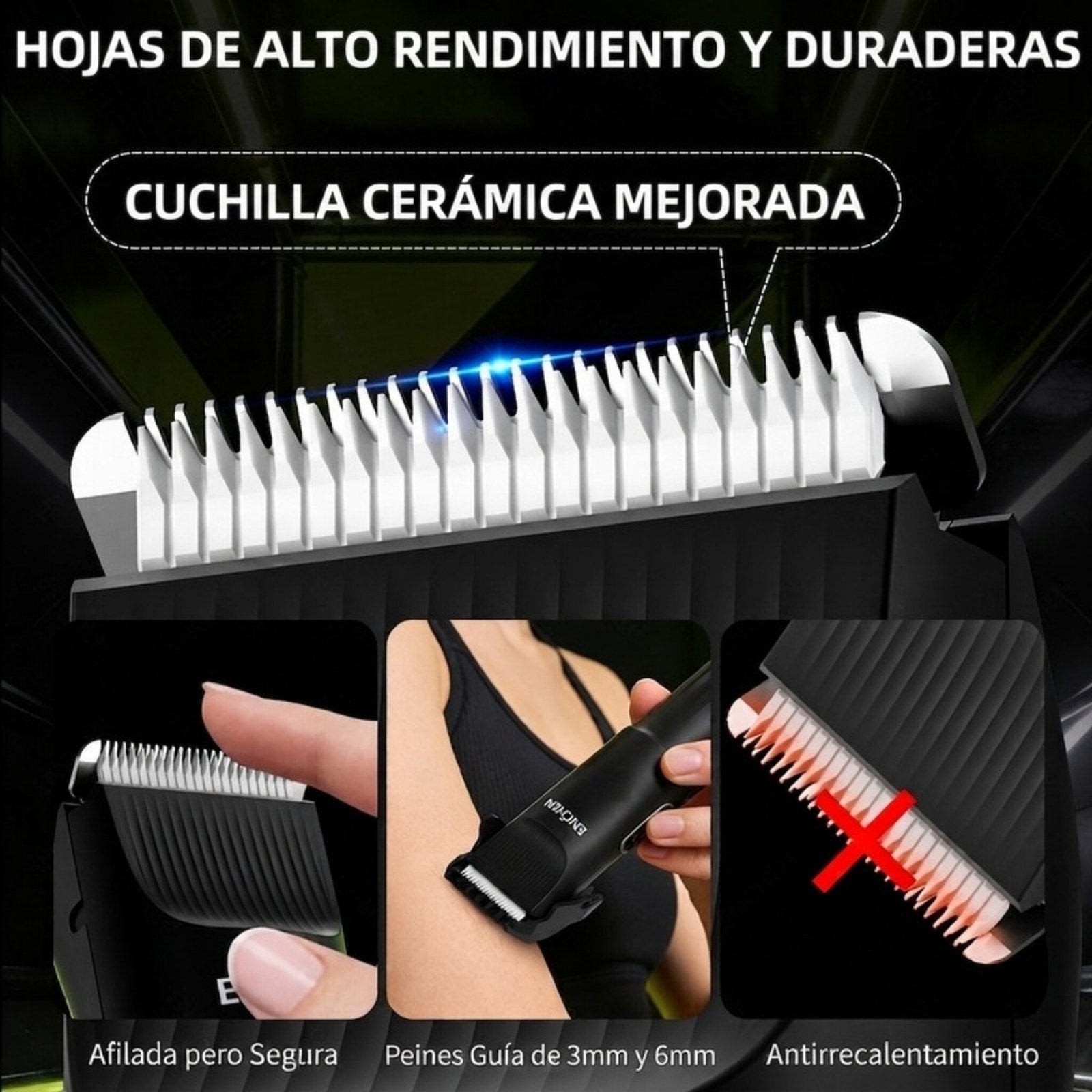 Recortadora de vello corporal y bikini electrica 2 en 1 Enchen A6 - Negro - Imagen 7