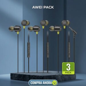 (pack X 3) Auriculares Awei L5 3.5mm Con Cable Negro
