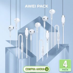 (pack X 4) Auriculares Awei Pc-1t Alambricos (tipo C) Blanco