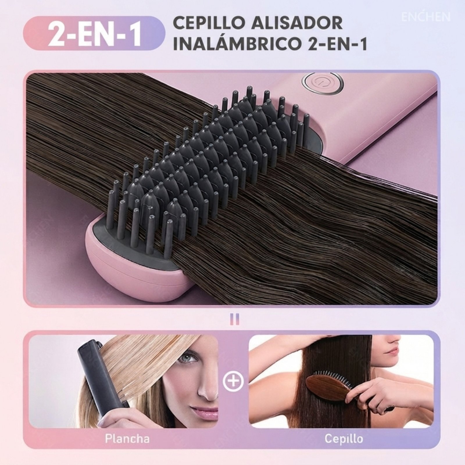 Peine alisador de cabello Enchen H6 - Rosado - Imagen 3