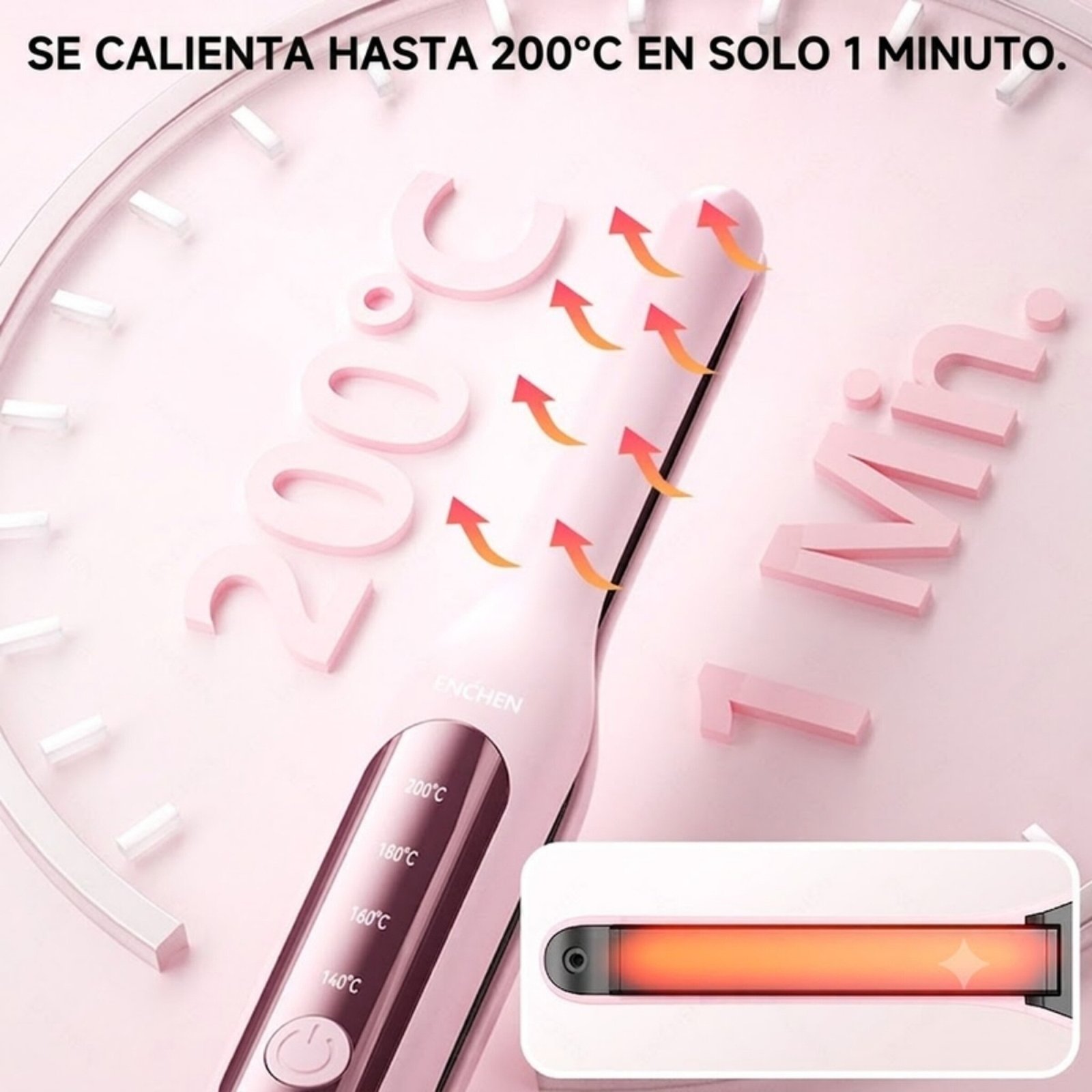 Plancha alisadora de cabello Enchen H10 - Rosado - Imagen 7