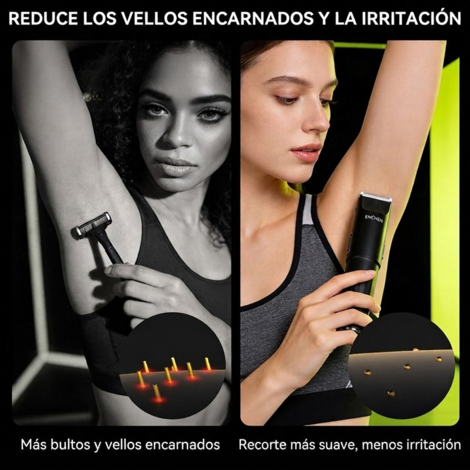 Recortadora de vello corporal y bikini electrica 2 en 1 Enchen A6 - Negro - Imagen 3